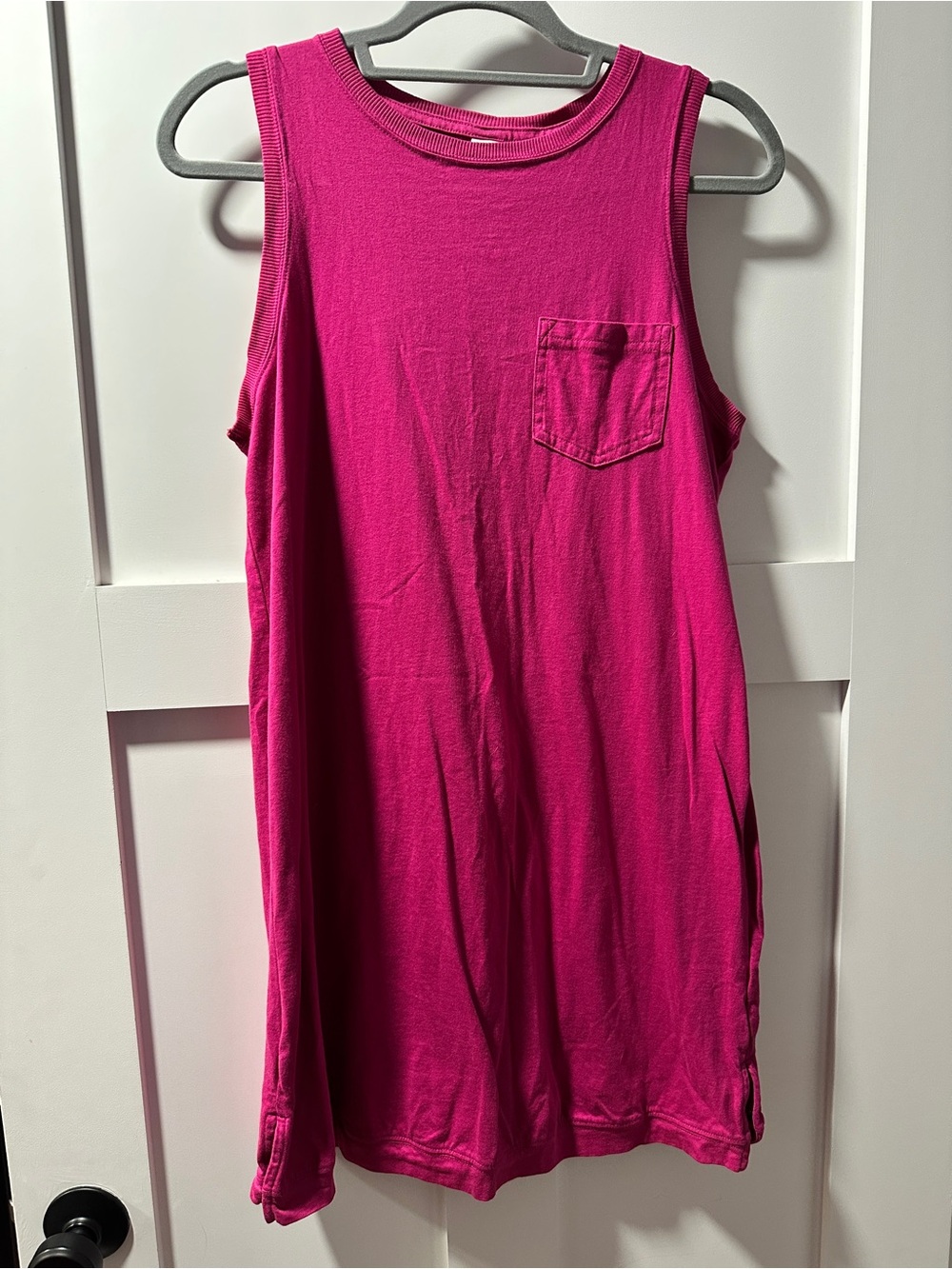 Bright Pink Sleeveless Pocket Tank Top dress- Women